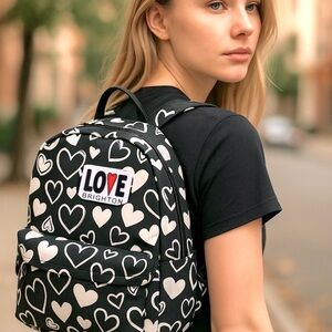 NEW BRIGHTON Endless Love Black white Hearts Women’s Backpack